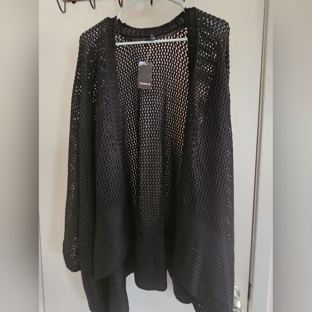 Torrid Black Open-Knit Ruana - Picture 2 of 6